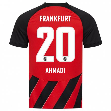 Kandiny Homme Maillot Shayan Ahmadi #20 Rouge Noir Tenues Domicile 2023/24 T-Shirt