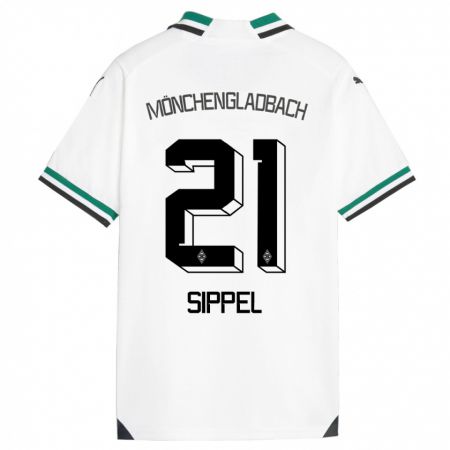 Kandiny Homme Maillot Tobias Sippel #21 Blanc Vert Tenues Domicile 2023/24 T-Shirt