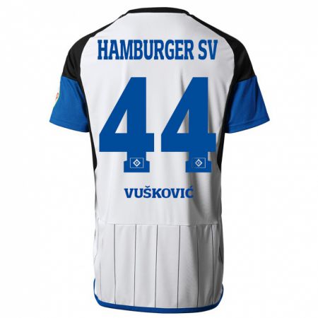 Kandiny Homme Maillot Mario Vuskovic #44 Blanc Tenues Domicile 2023/24 T-Shirt