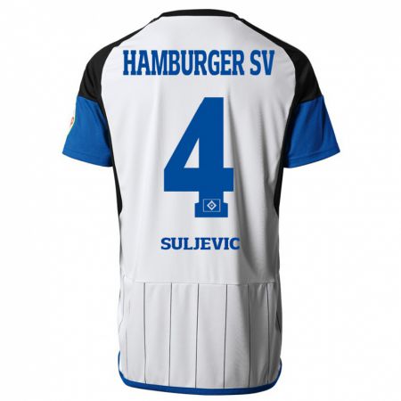 Kandiny Homme Maillot Almin Suljevic #4 Blanc Tenues Domicile 2023/24 T-Shirt