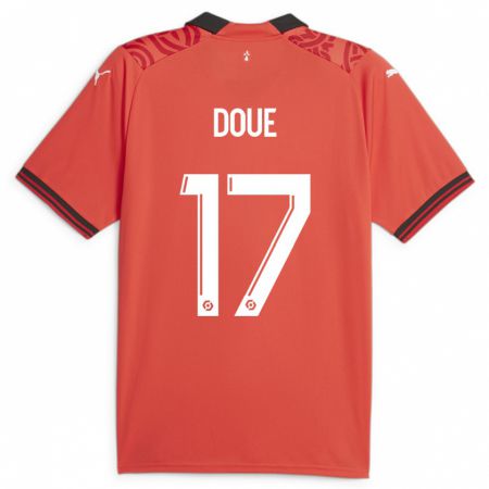 Kandiny Homme Maillot Guéla Doué #17 Rouge Tenues Domicile 2023/24 T-Shirt