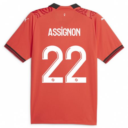 Kandiny Homme Maillot Lorenz Assignon #22 Rouge Tenues Domicile 2023/24 T-Shirt