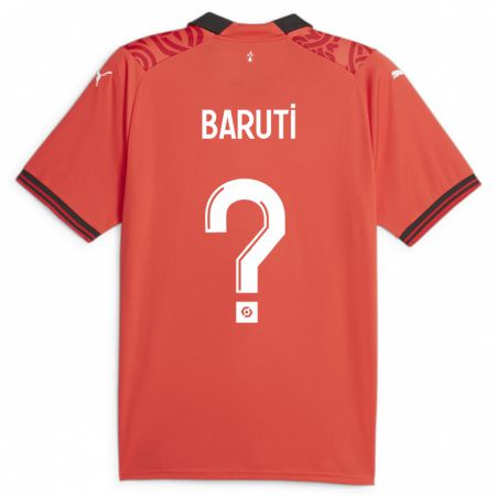 Kandiny Homme Maillot Kelian Baruti #0 Rouge Tenues Domicile 2023/24 T-Shirt