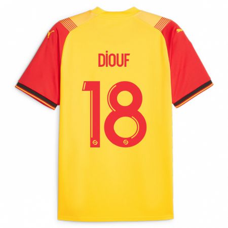 Kandiny Homme Maillot Andy Diouf #18 Jaune Tenues Domicile 2023/24 T-Shirt