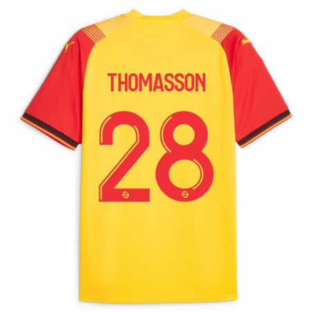 Kandiny Homme Maillot Adrien Thomasson #28 Jaune Tenues Domicile 2023/24 T-Shirt