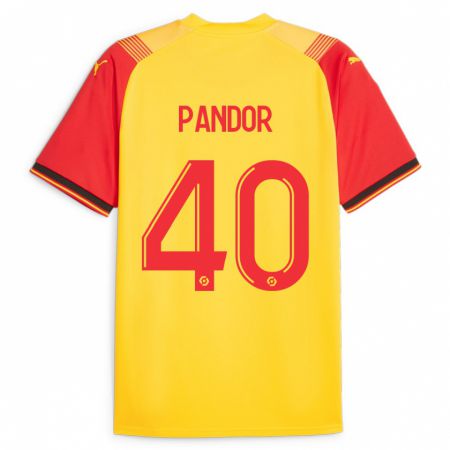 Kandiny Homme Maillot Yannick Pandor #40 Jaune Tenues Domicile 2023/24 T-Shirt