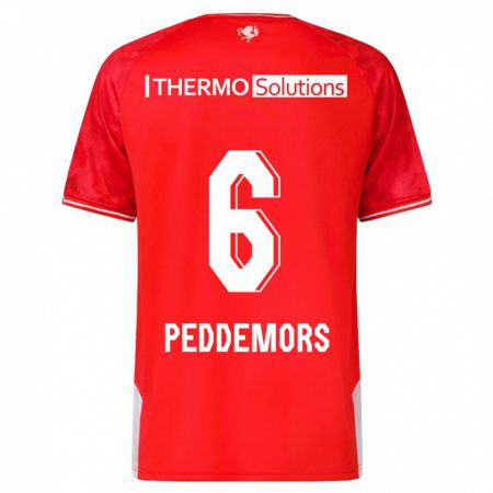 Kandiny Homme Maillot Ella Peddemors #6 Rouge Tenues Domicile 2023/24 T-Shirt
