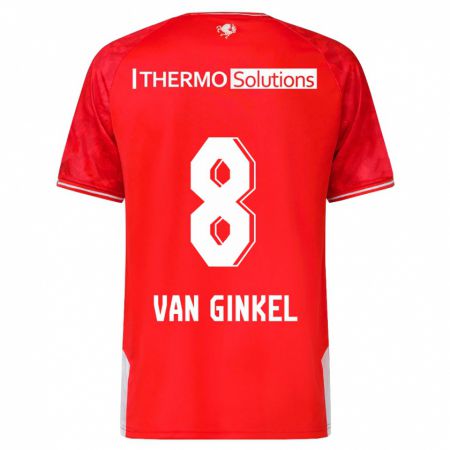 Kandiny Homme Maillot Danique Van Ginkel #8 Rouge Tenues Domicile 2023/24 T-Shirt