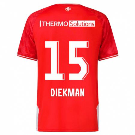 Kandiny Homme Maillot Jill Diekman #15 Rouge Tenues Domicile 2023/24 T-Shirt