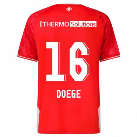 Kandiny Homme Maillot Leonie Doege #16 Rouge Tenues Domicile 2023/24 T-Shirt