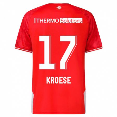 Kandiny Homme Maillot Fieke Kroese #17 Rouge Tenues Domicile 2023/24 T-Shirt