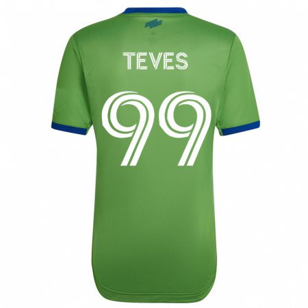 Kandiny Homme Maillot Dylan Teves #99 Vert Tenues Domicile 2023/24 T-Shirt