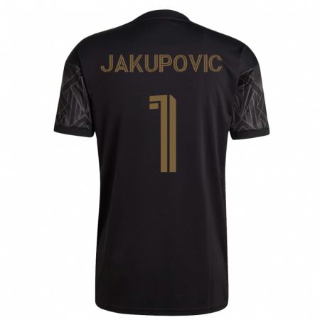 Kandiny Homme Maillot Eldin Jakupović #1 Noir Tenues Domicile 2023/24 T-Shirt