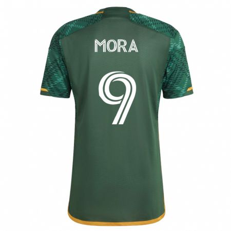 Kandiny Homme Maillot Felipe Mora #9 Vert Tenues Domicile 2023/24 T-Shirt