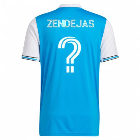 Kandiny Homme Maillot Adrián Zendejas #0 Bleu Tenues Domicile 2023/24 T-Shirt