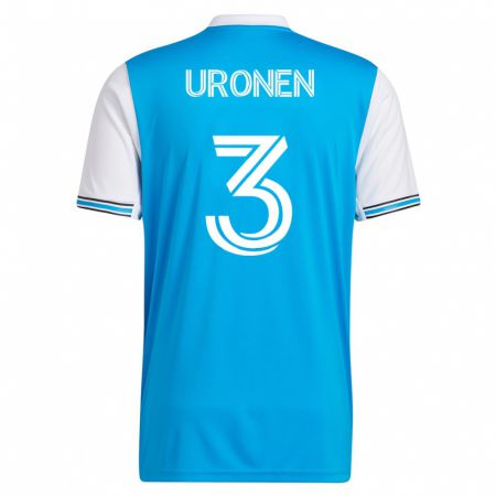 Kandiny Homme Maillot Jere Uronen #3 Bleu Tenues Domicile 2023/24 T-Shirt