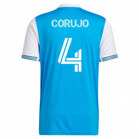 Kandiny Homme Maillot Guzmán Corujo #4 Bleu Tenues Domicile 2023/24 T-Shirt