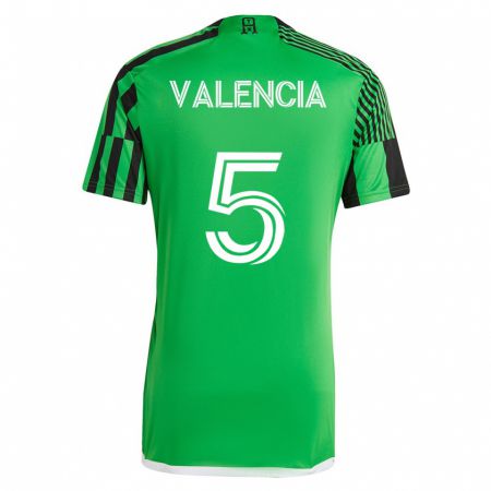 Kandiny Homme Maillot Jhojan Valencia #5 Vert Noir Tenues Domicile 2023/24 T-Shirt