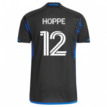 Kandiny Homme Maillot Matthew Hoppe #12 Bleu Noir Tenues Domicile 2023/24 T-Shirt