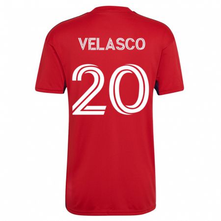 Kandiny Homme Maillot Alan Velasco #20 Rouge Tenues Domicile 2023/24 T-Shirt
