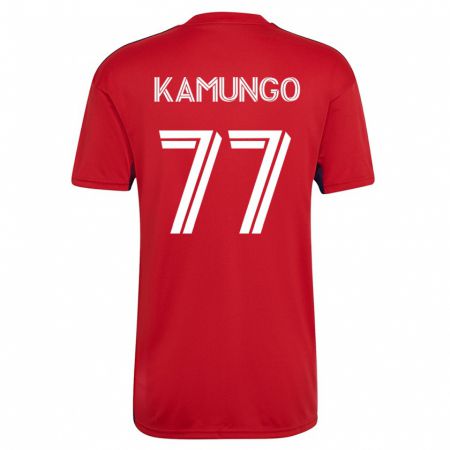 Kandiny Homme Maillot Bernard Kamungo #77 Rouge Tenues Domicile 2023/24 T-Shirt