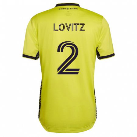 Kandiny Homme Maillot Daniel Lovitz #2 Jaune Tenues Domicile 2023/24 T-Shirt