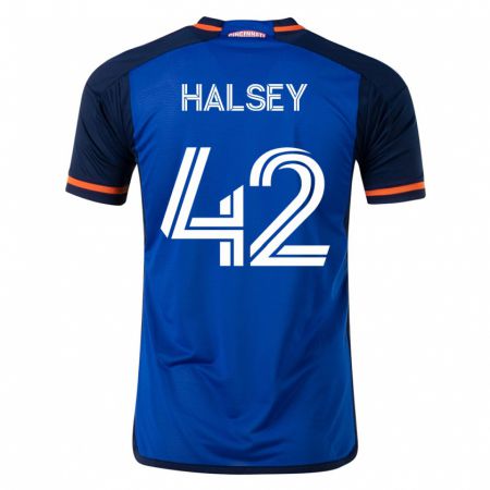 Kandiny Homme Maillot Bret Halsey #42 Bleu Tenues Domicile 2023/24 T-Shirt