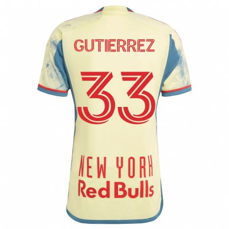 Kandiny Homme Maillot Juan Gutierrez #33 Jaune Tenues Domicile 2023/24 T-Shirt