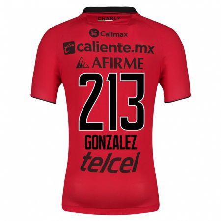 Kandiny Homme Maillot Óscar González #213 Rouge Tenues Domicile 2023/24 T-Shirt