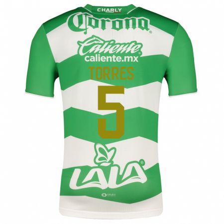 Kandiny Homme Maillot Félix Torres #5 Vert Tenues Domicile 2023/24 T-Shirt