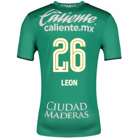 Kandiny Homme Maillot Armando León #26 Vert Tenues Domicile 2023/24 T-Shirt