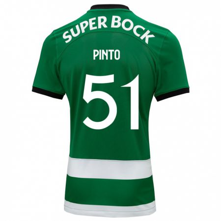 Kandiny Homme Maillot Diogo Pinto #51 Vert Tenues Domicile 2023/24 T-Shirt