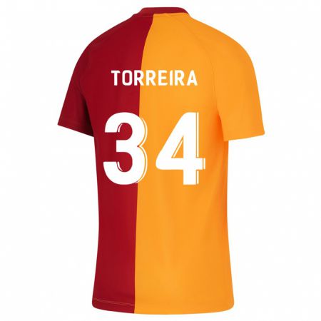 Kandiny Homme Maillot Lucas Torreira #34 Orange Tenues Domicile 2023/24 T-Shirt