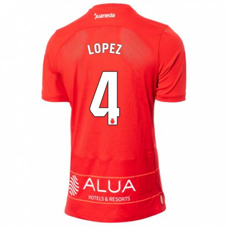 Kandiny Homme Maillot David López #4 Rouge Tenues Domicile 2023/24 T-Shirt