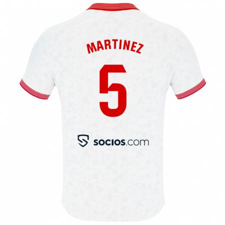 Kandiny Homme Maillot Sergio Martínez #5 Blanc Tenues Domicile 2023/24 T-Shirt