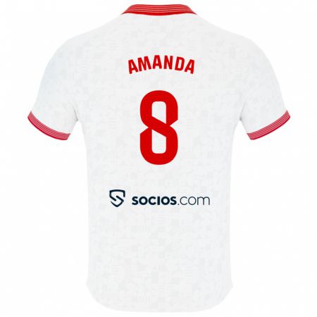 Kandiny Homme Maillot Amanda Sampedro Bustos #8 Blanc Tenues Domicile 2023/24 T-Shirt