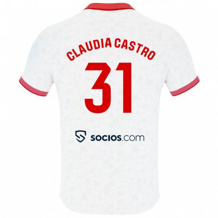 Kandiny Homme Maillot Claudia Castro Romero #31 Blanc Tenues Domicile 2023/24 T-Shirt