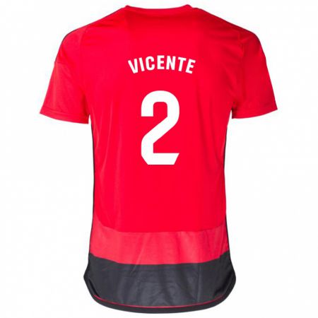 Kandiny Homme Maillot David Vicente #2 Rouge Noir Tenues Domicile 2023/24 T-Shirt
