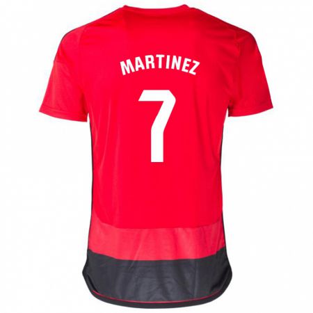 Kandiny Homme Maillot Gabri Martínez #7 Rouge Noir Tenues Domicile 2023/24 T-Shirt