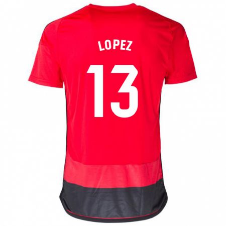 Kandiny Homme Maillot Luis López #13 Rouge Noir Tenues Domicile 2023/24 T-Shirt