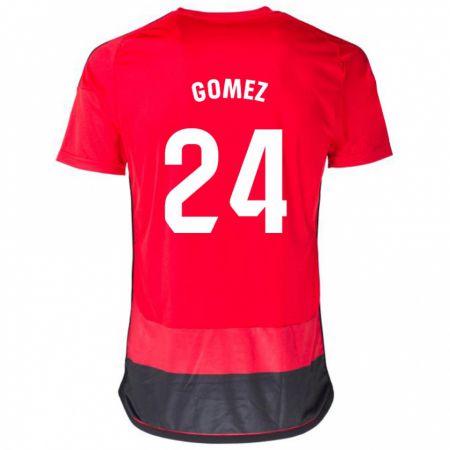 Kandiny Homme Maillot Jonathan Gómez #24 Rouge Noir Tenues Domicile 2023/24 T-Shirt