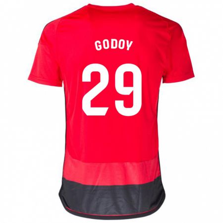 Kandiny Homme Maillot Alan Godoy #29 Rouge Noir Tenues Domicile 2023/24 T-Shirt