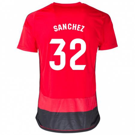 Kandiny Homme Maillot Rubén Sánchez #32 Rouge Noir Tenues Domicile 2023/24 T-Shirt