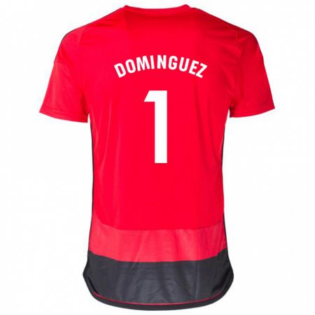 Kandiny Homme Maillot Iago Domínguez #1 Rouge Noir Tenues Domicile 2023/24 T-Shirt