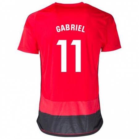 Kandiny Homme Maillot Sergio Gabriel #11 Rouge Noir Tenues Domicile 2023/24 T-Shirt