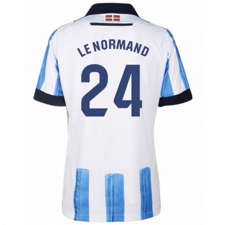 Kandiny Homme Maillot Robin Le Normand #24 Bleu Blanc Tenues Domicile 2023/24 T-Shirt