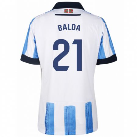 Kandiny Homme Maillot Jon Balda #21 Bleu Blanc Tenues Domicile 2023/24 T-Shirt