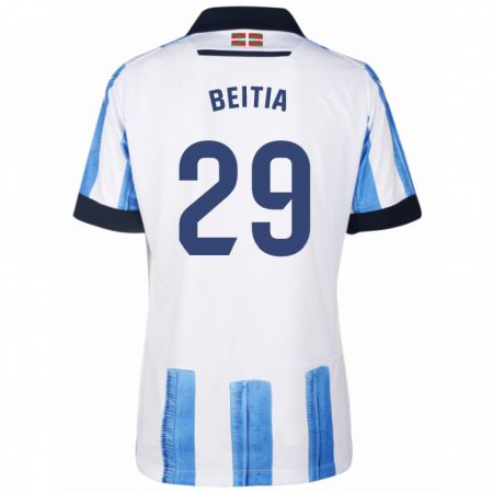 Kandiny Homme Maillot Luken Beitia #29 Bleu Blanc Tenues Domicile 2023/24 T-Shirt