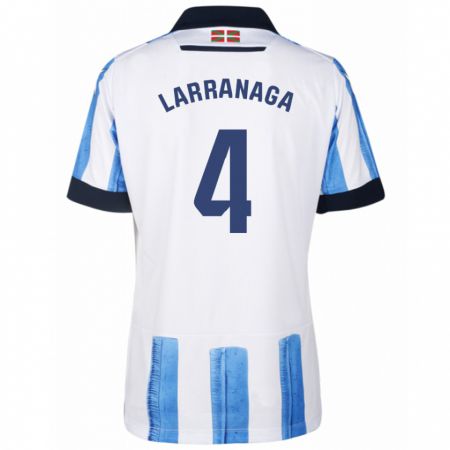 Kandiny Homme Maillot Aitor Larrañaga #4 Bleu Blanc Tenues Domicile 2023/24 T-Shirt