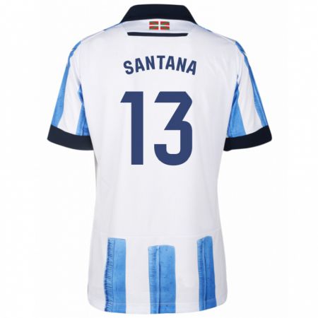 Kandiny Homme Maillot Olatz Santana #13 Bleu Blanc Tenues Domicile 2023/24 T-Shirt